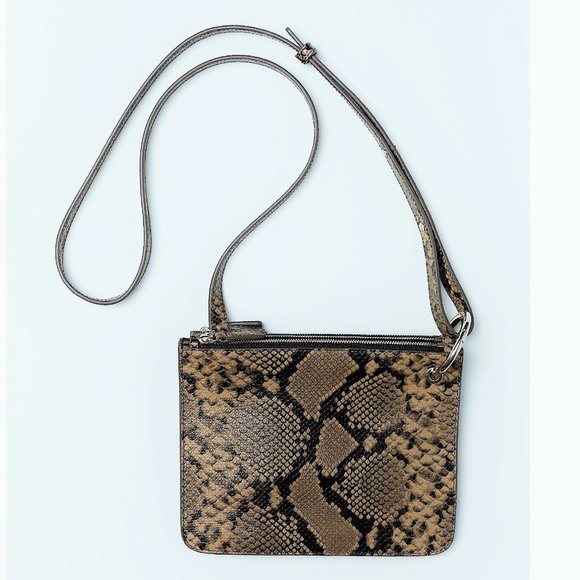 H&M PREMIUM LEATHER SLIM CROSSBODY NATURAL SNAKE PYTHON HANDBAG 8 x 9 OS NWT - Picture 10 of 10